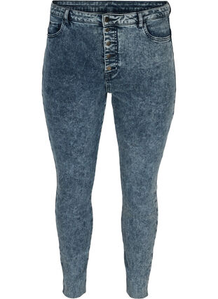 Cropped Bea jeans med ekstra høj talje, Blue Snow Wash, Packshot image number 0
