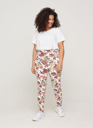 Super slim Amy jeans med blomsterprint, White Flower AOP, Model image number 0