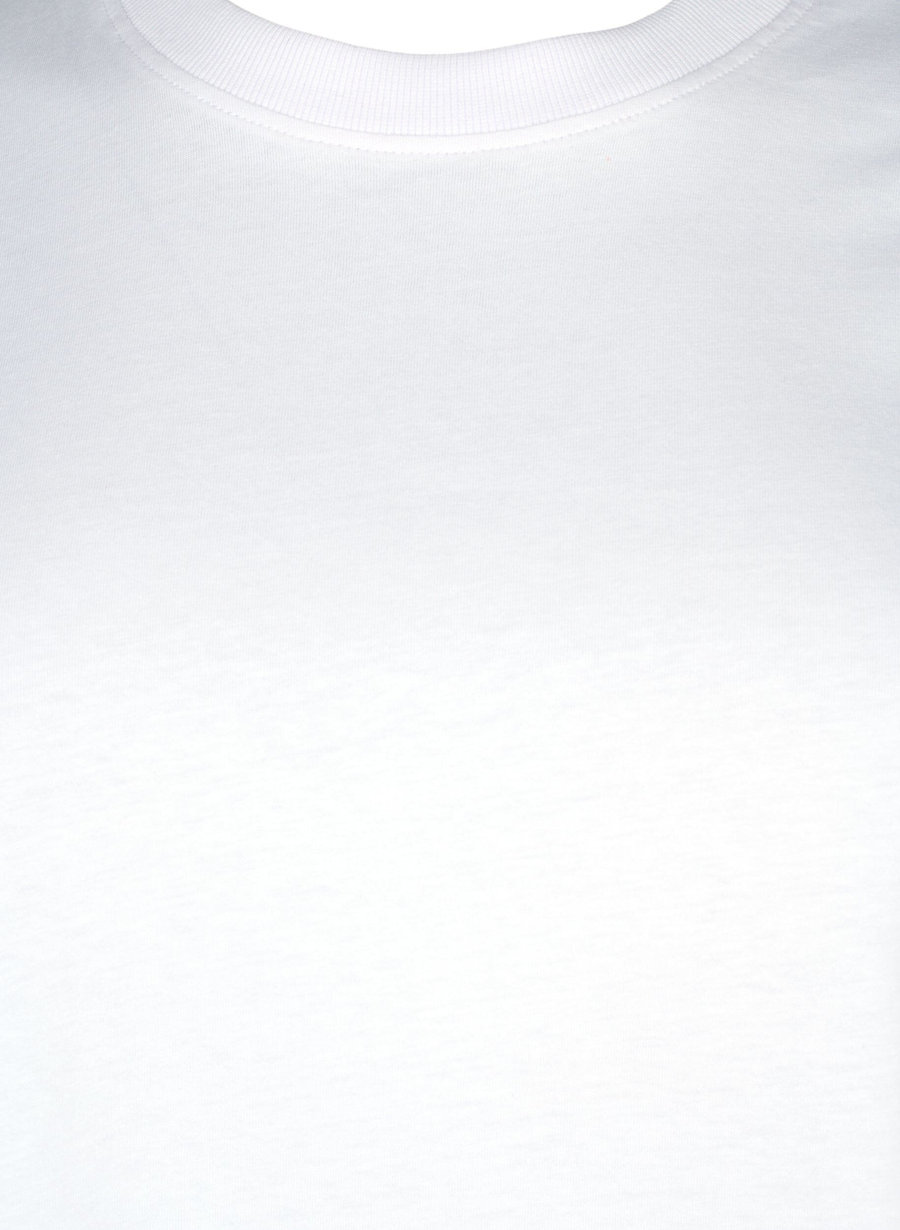 ZizziBasis t-shirt i bomuld med rund hals, Hvid, Packshot image number 2