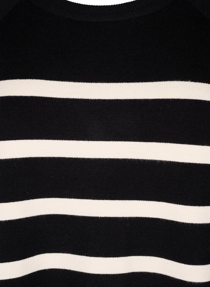 3/4 ærmet strikbluse med striber, Black Birch Stripes, Packshot image number 2