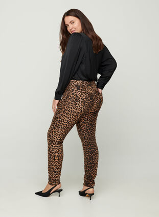 Højtaljede Amy jeans med leopardprint, Leopard, Model image number 0