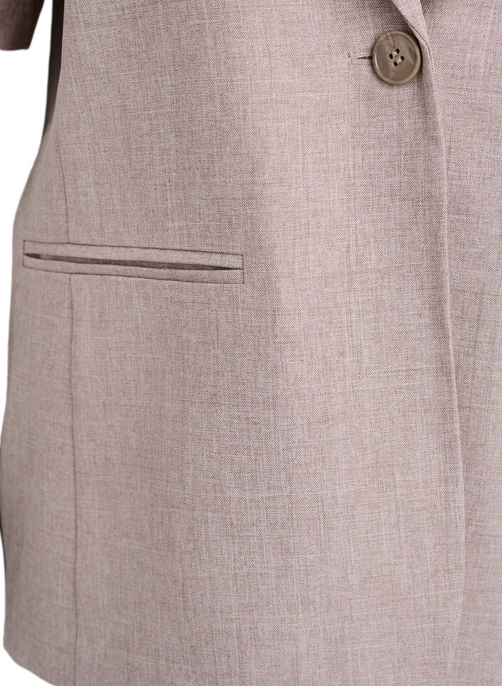 Blazer med korte &aelig;rmer og reverskrave, Brun, Packshot image number 2