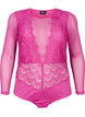 Bodystocking med blonder og mesh, Fuchsia Red, Packshot image number 0