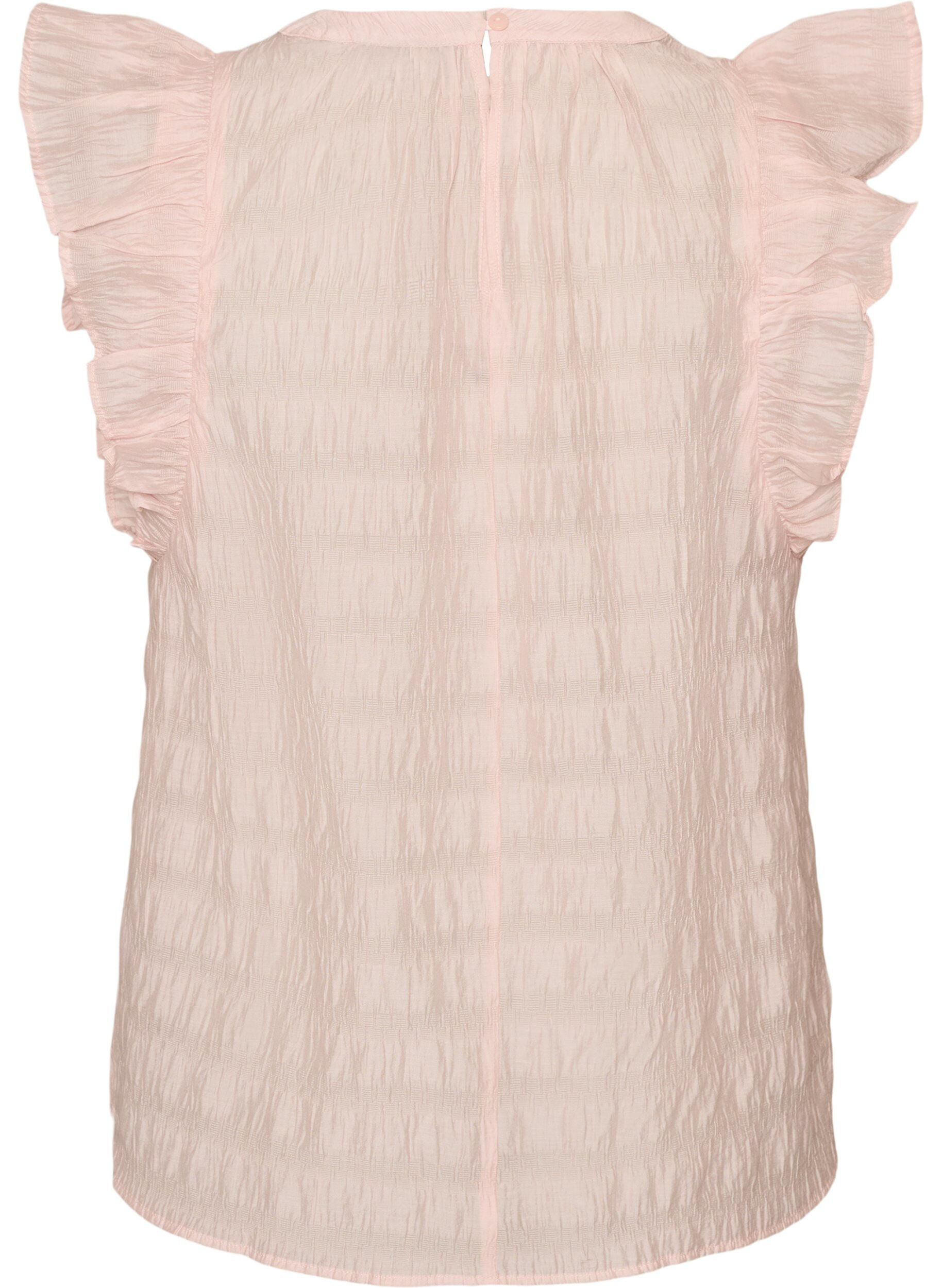 Zizzi&AElig;rmel&oslash;s bluse med struktur og fl&aelig;ser, Lyser&oslash;d, Packshot image number 1