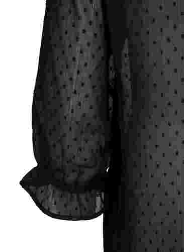 FLASH - Bluse med 3/4 ærmer og strukturmønster, Black, Packshot image number 3
