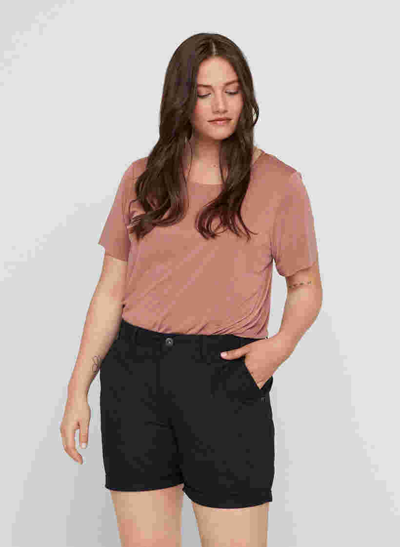 Regular fit shorts med lommer, Black, Model image number 0