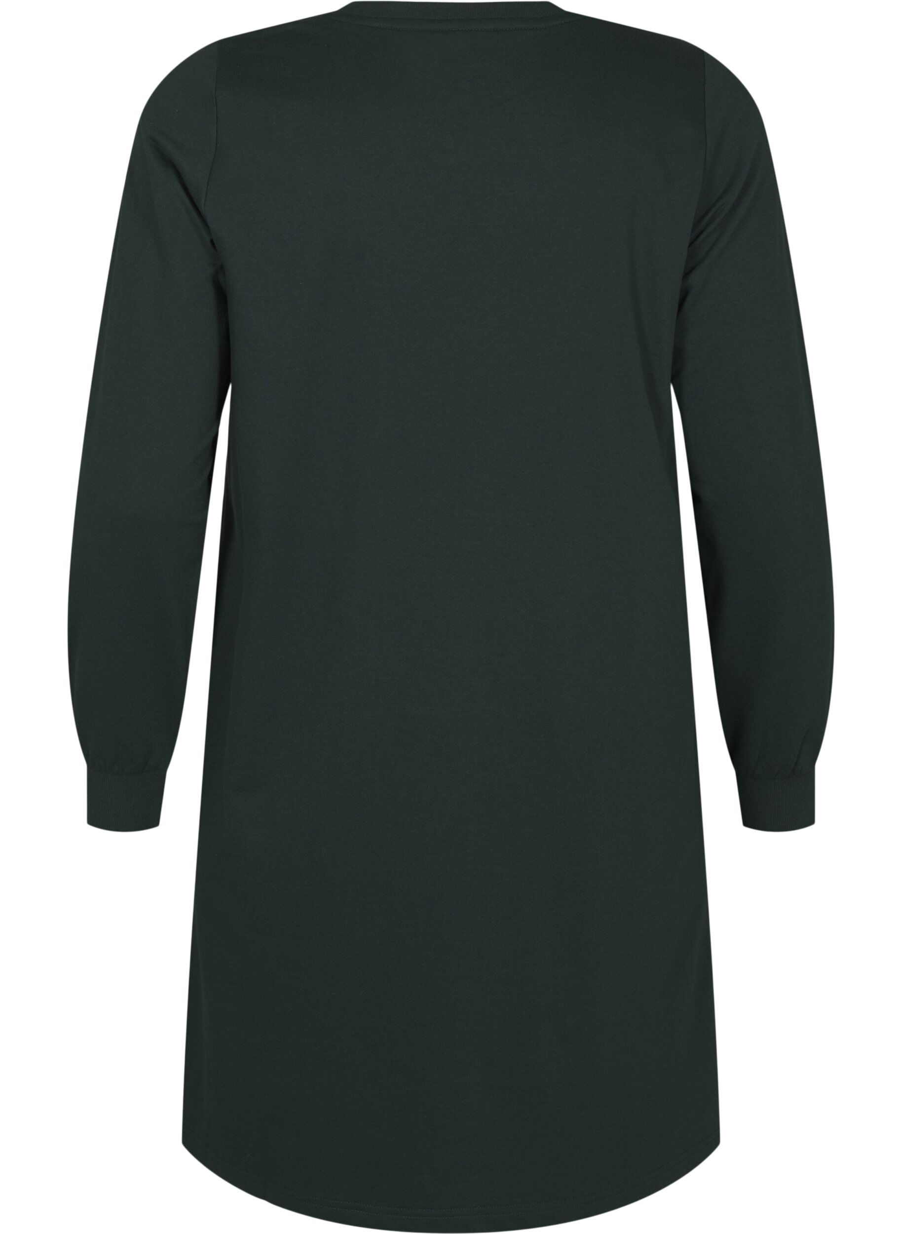 Zizzi Kort sweatkjole med blondedetalje, Scarab, Packshot image number 1