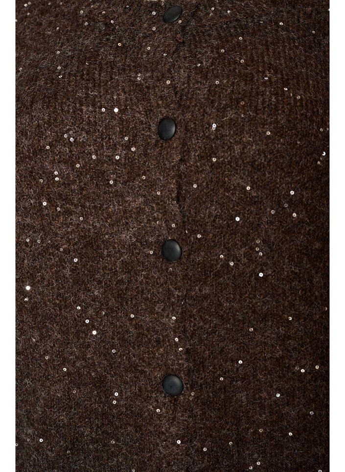 Cardigan med pailletter og knapper, Brun, Packshot image number 2