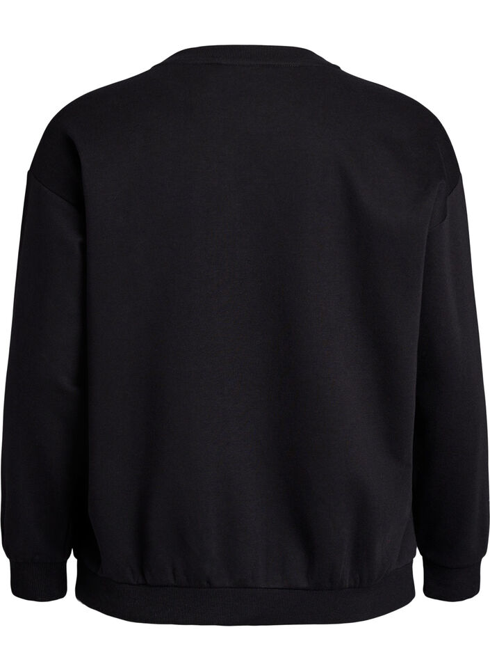 Sweatshirt med statement-detalje, Sort, Packshot image number 1