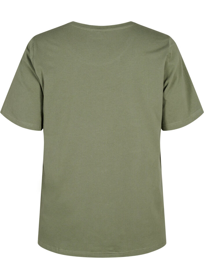 T-shirt i økologisk bomuld med broderidetaljer, Thyme, Packshot image number 1