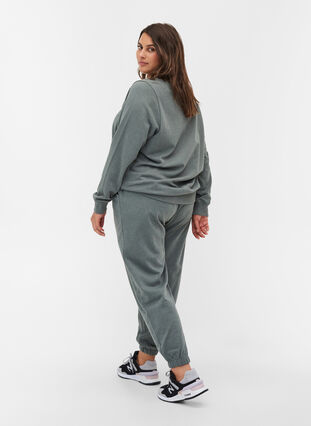 Løse sweatpants med lommer, Balsam Green Mel, Model image number 1