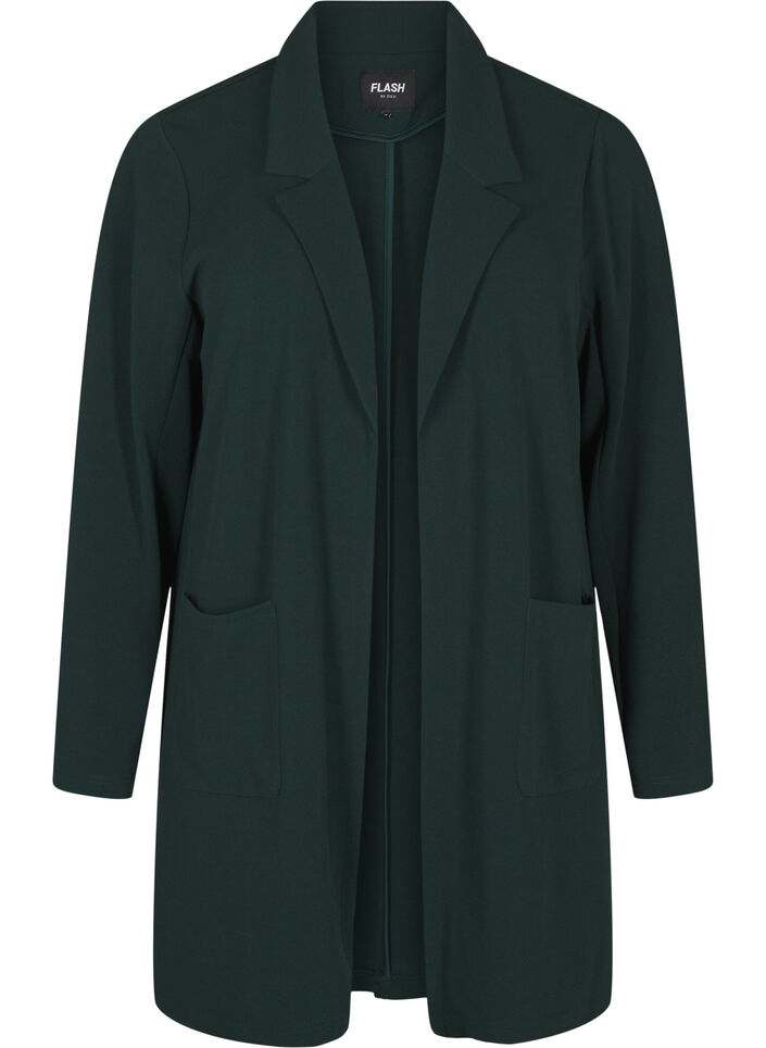 Lang blazer med lommer, Gr&oslash;n, Packshot image number 0