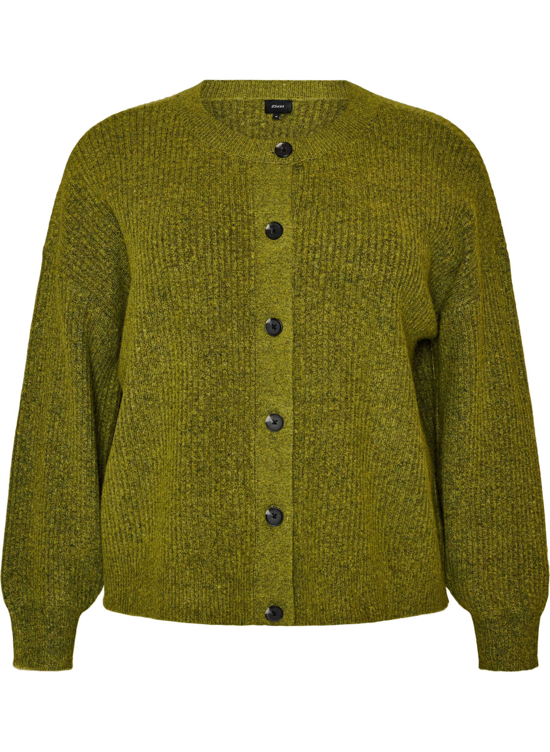 Ribstrikket cardigan med knapper
