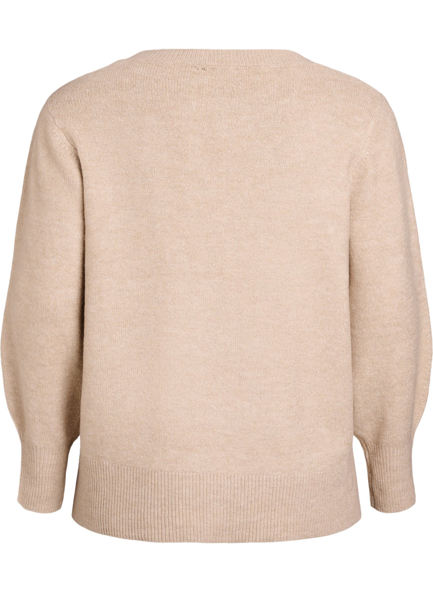Zizzi Strikbluse med rhinsten, Beige, Packshot image number 1