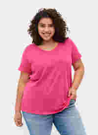 Ensfarvet basis t-shirt i bomuld, Beetroot Purple, Model