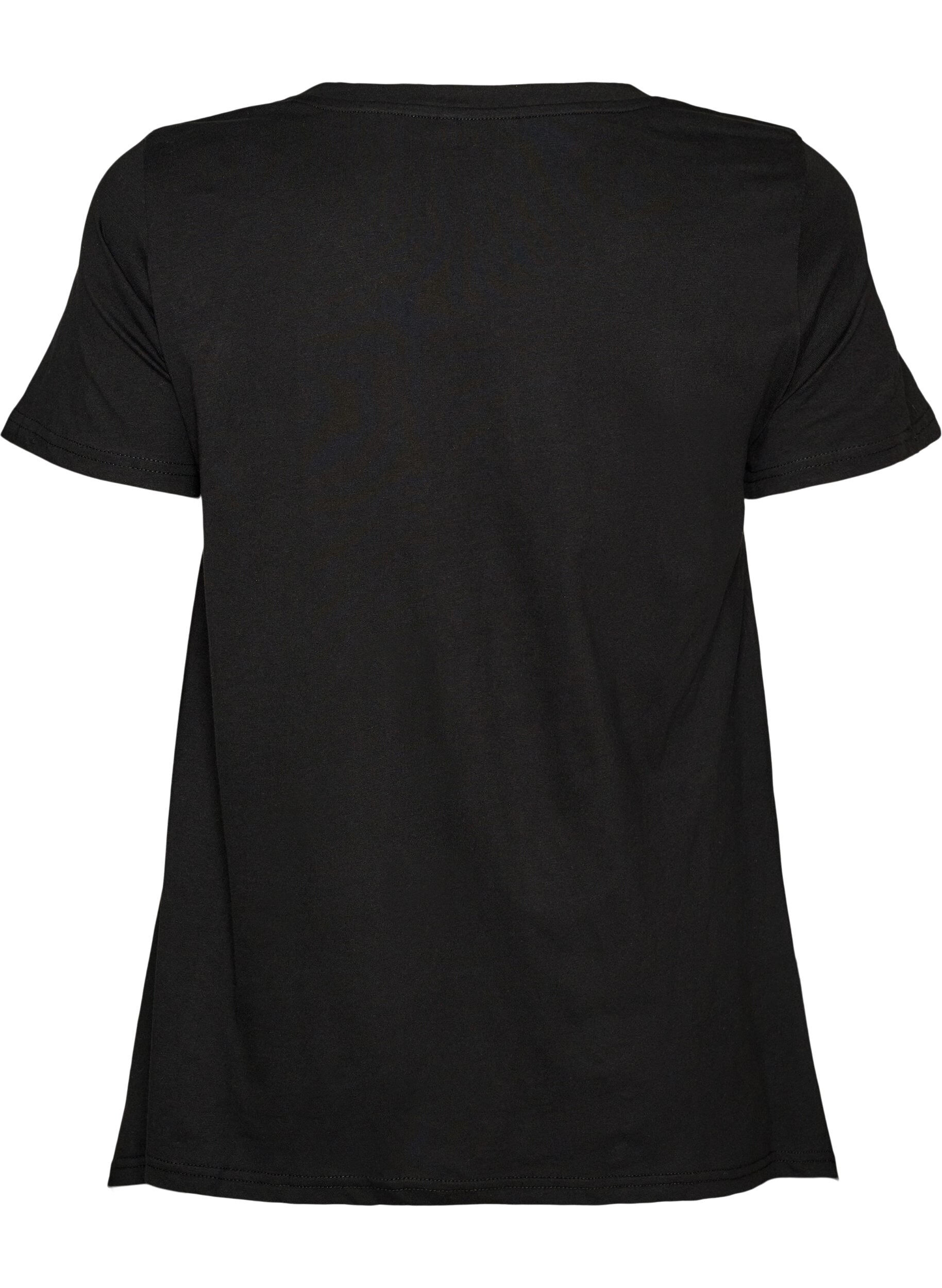 ZizziT-shirt med rund hals og A-facon, Sort, Packshot image number 1