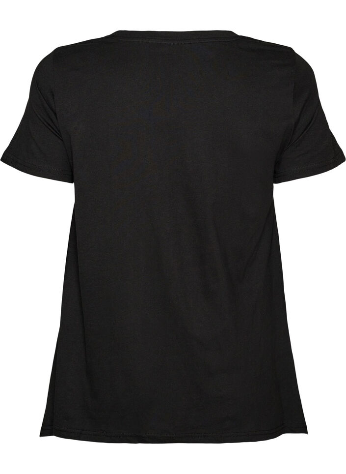 T-shirt med rund hals og A-facon, Sort, Packshot image number 1
