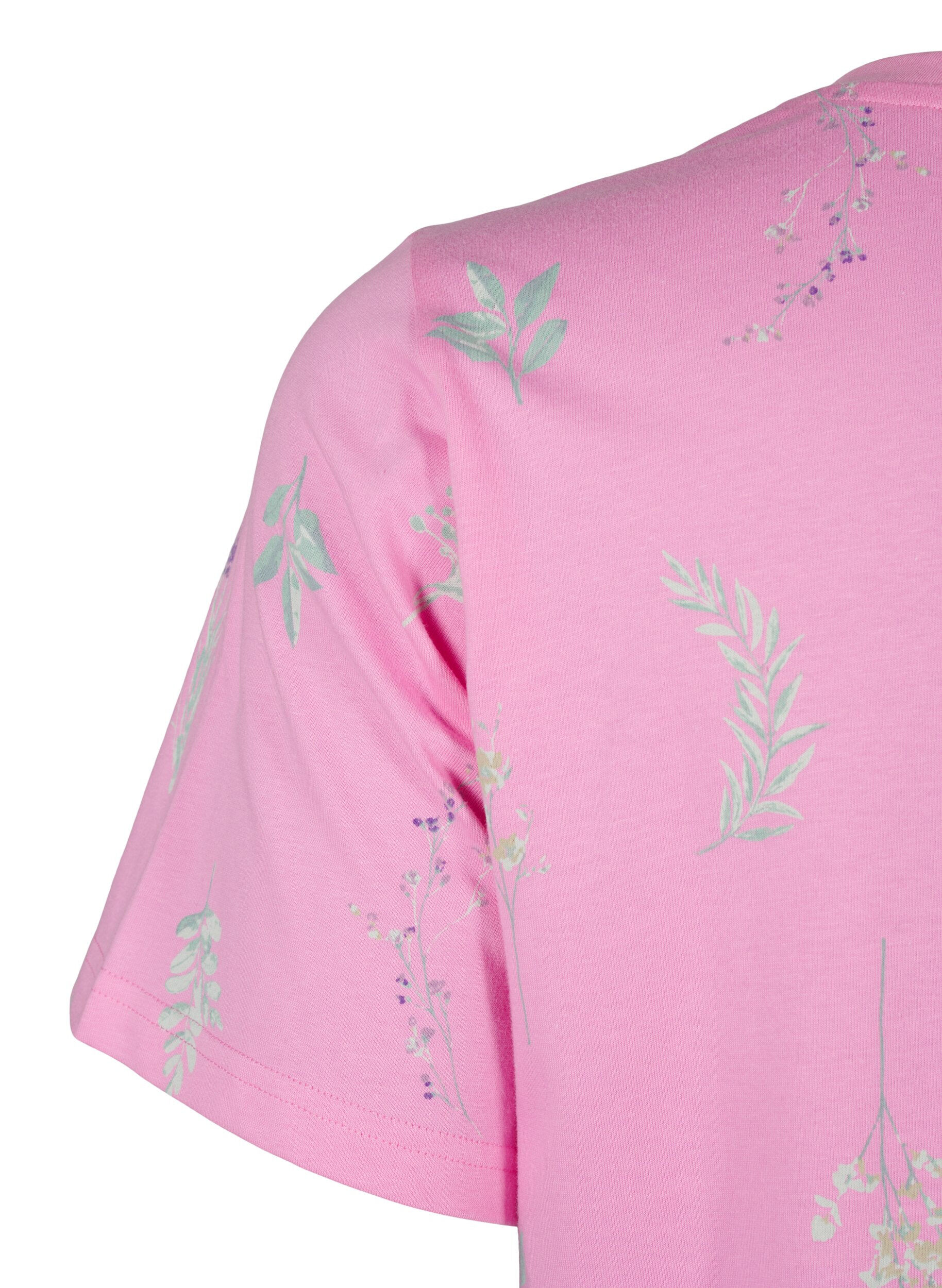 Zizzi T-shirt i &oslash;kologisk bomuld med blomsterprint, Rosebloom W. Flower, Packshot image number 3