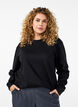 Sweatshirt med rund hals , Sort, Model image number 0