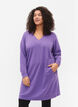 Sweatkjole med v-hals, Deep Lavender, Model image number 0