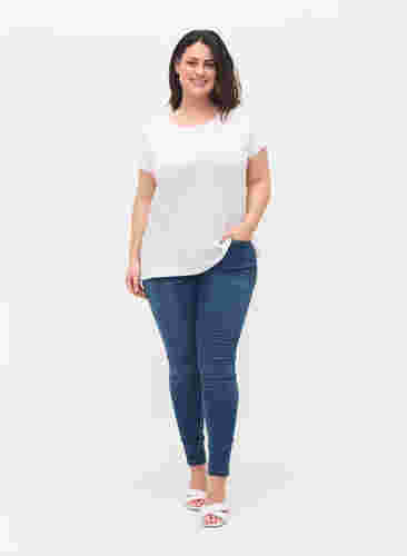 T-shirt i bomuldsmix, Bright White, Model image number 3