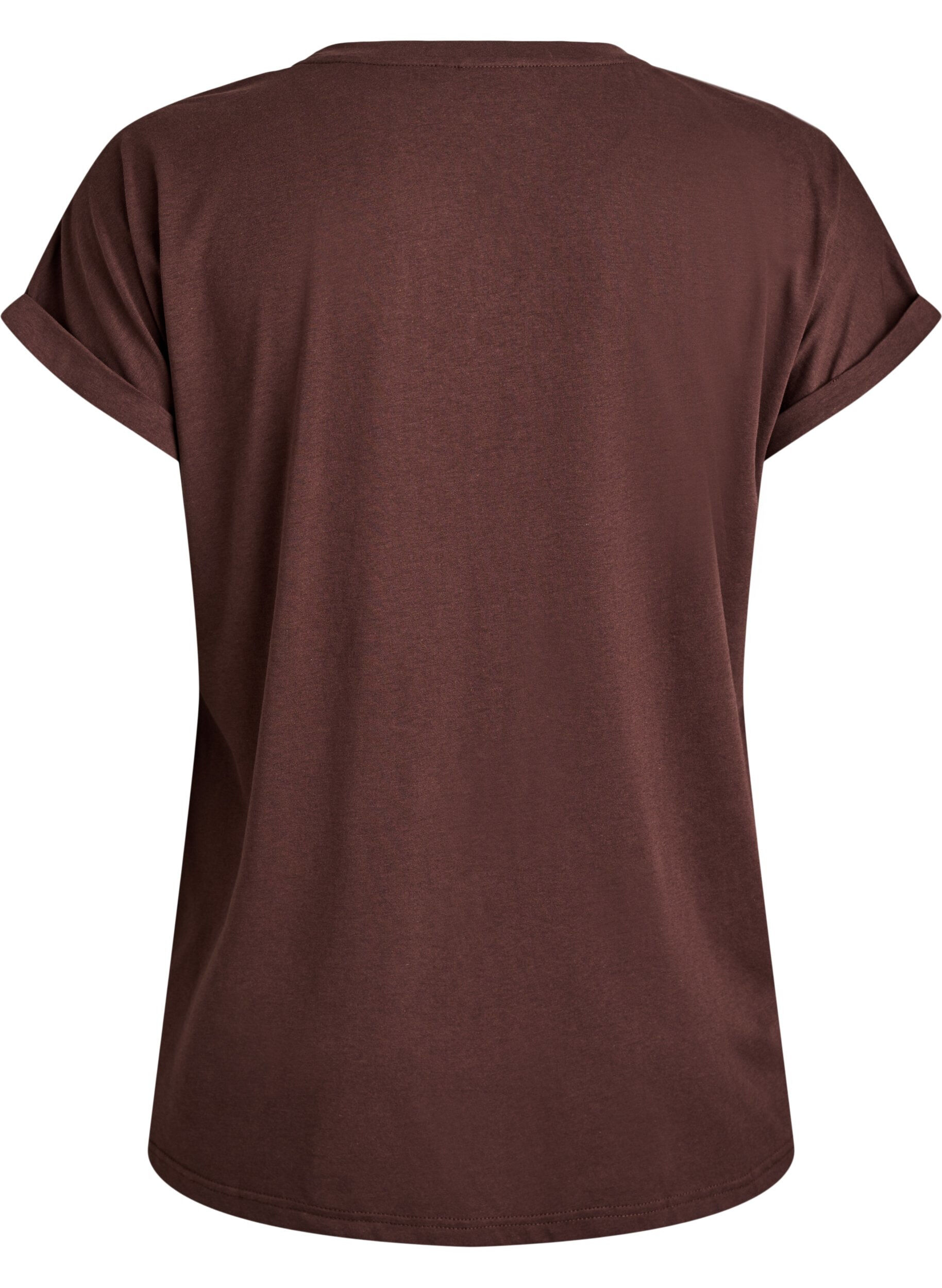 ZizziKort&aelig;rmet t-shirt i bomuldsblanding, Brun, Packshot image number 1