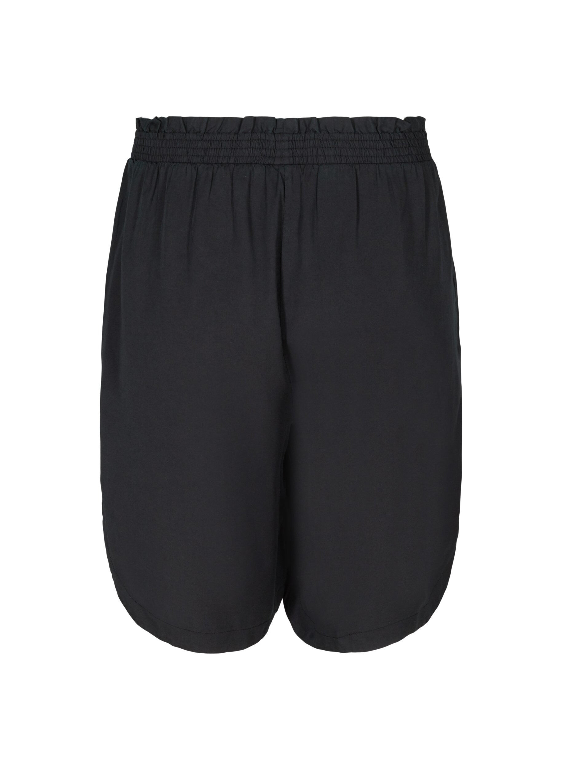 Zizzi L&oslash;se bermuda shorts med smock, Black, Packshot image number 1