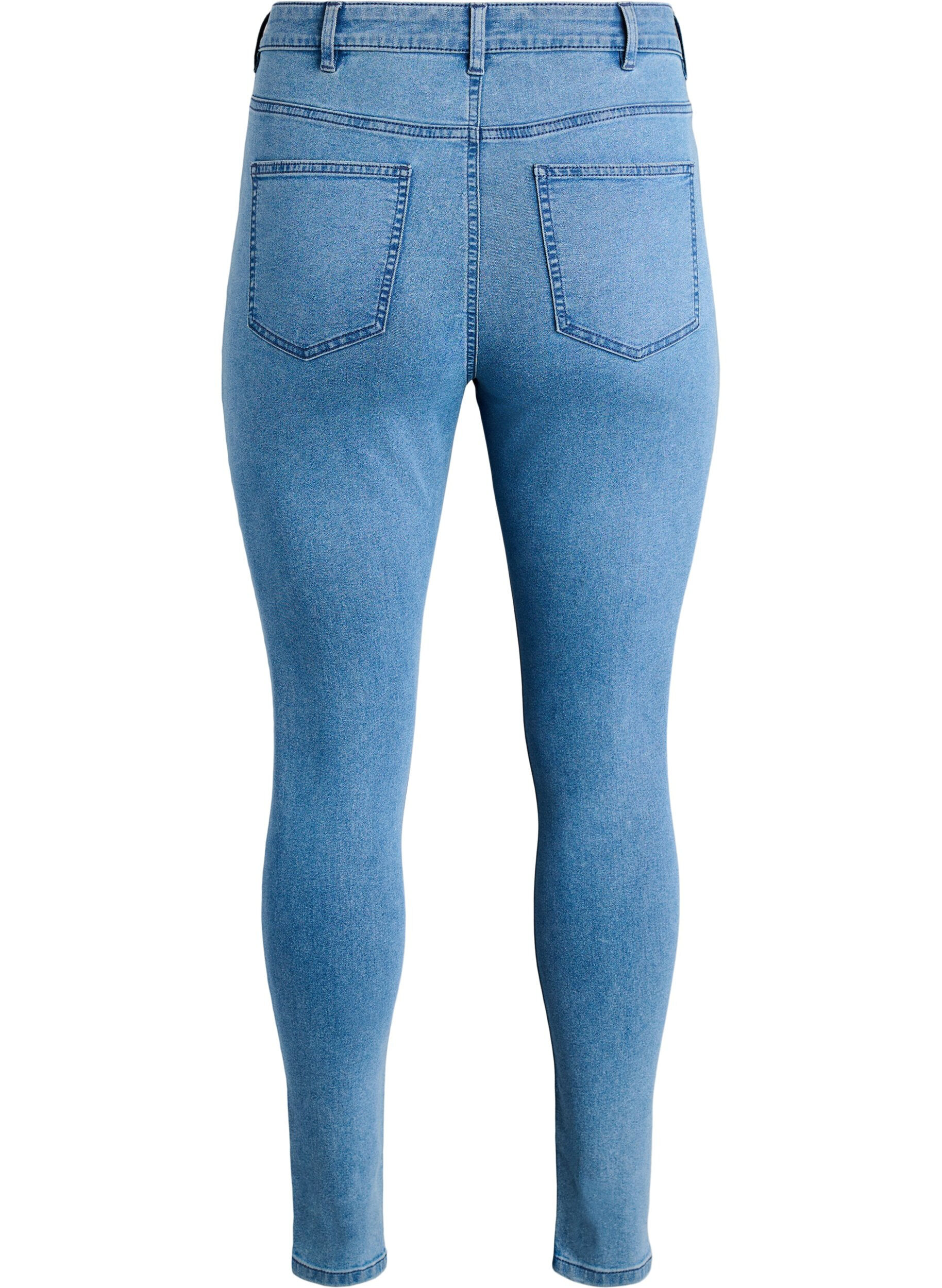 ZizziAmy jeans med h&oslash;j talje og super slim fit, Bl&aring;, Packshot image number 1