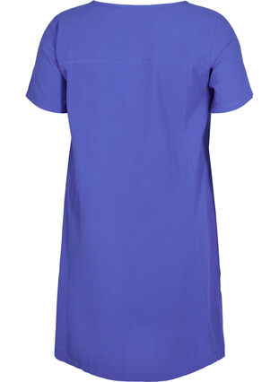 Kortærmet kjole i bomuld, Dazzling Blue, Packshot image number 1