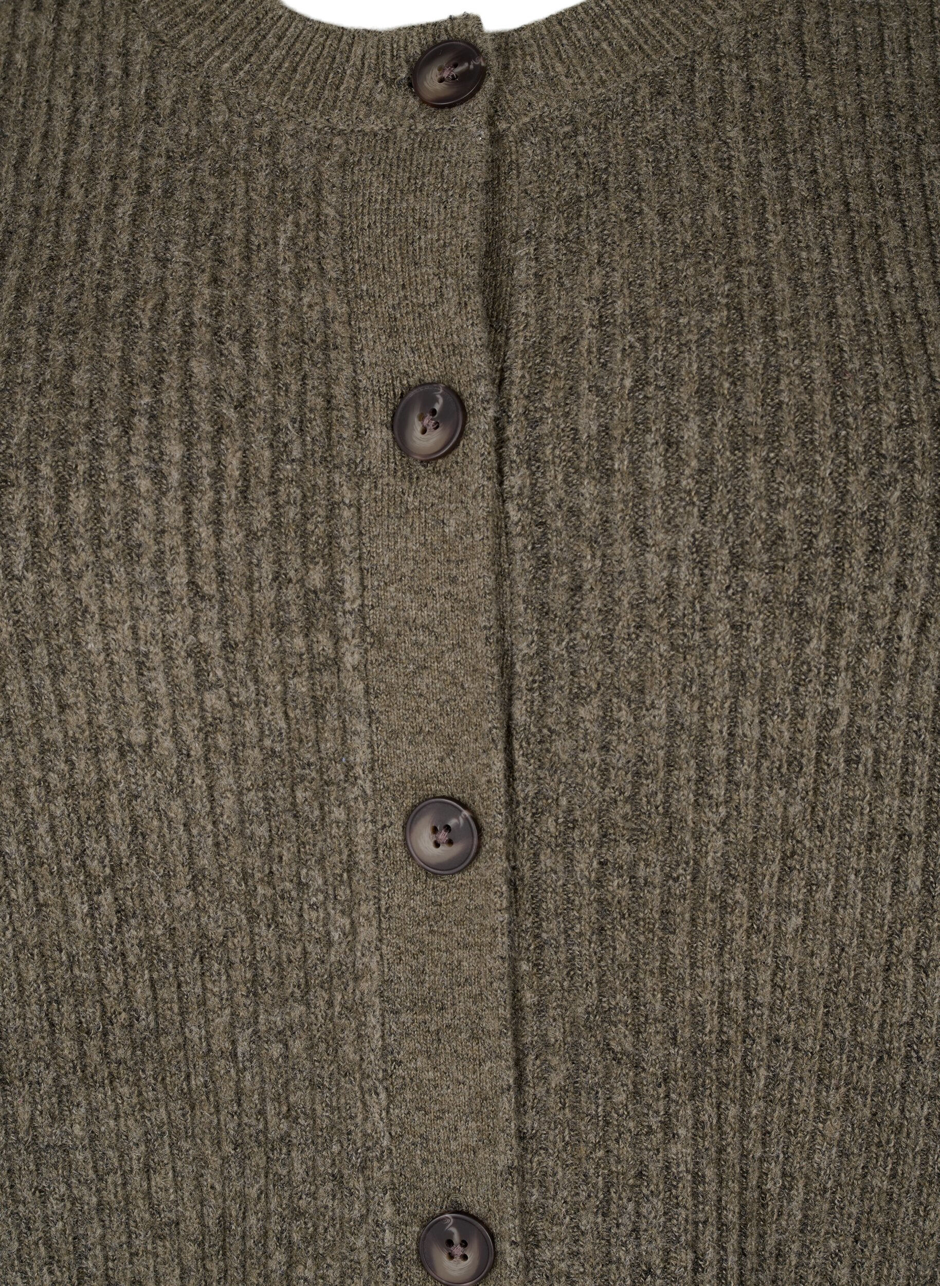 Zizzi Ribstrikket cardigan med knapper, Gr&oslash;n, Packshot image number 2
