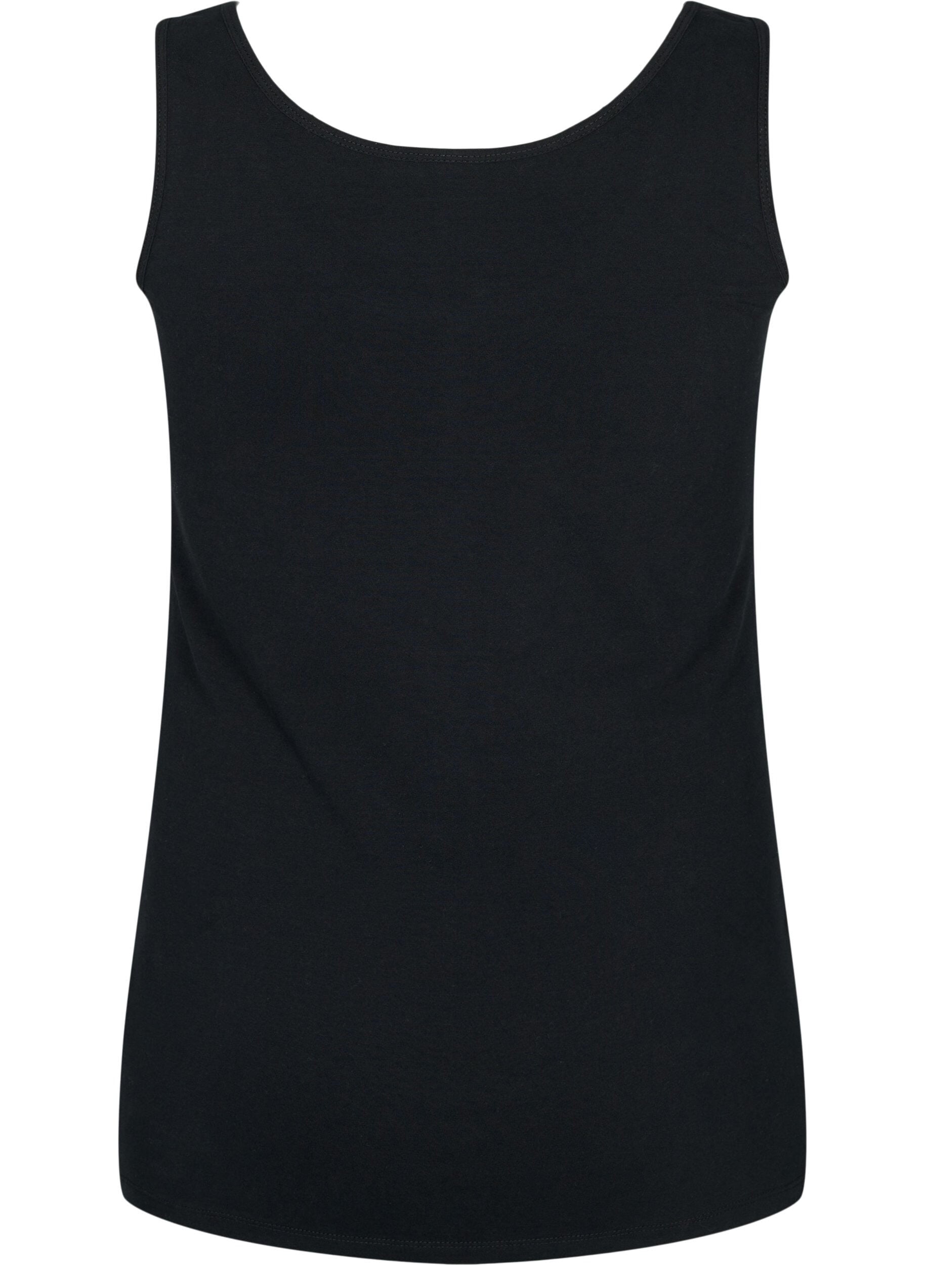 ZizziEnsfarvet basis top i bomuld, Sort, Packshot image number 1