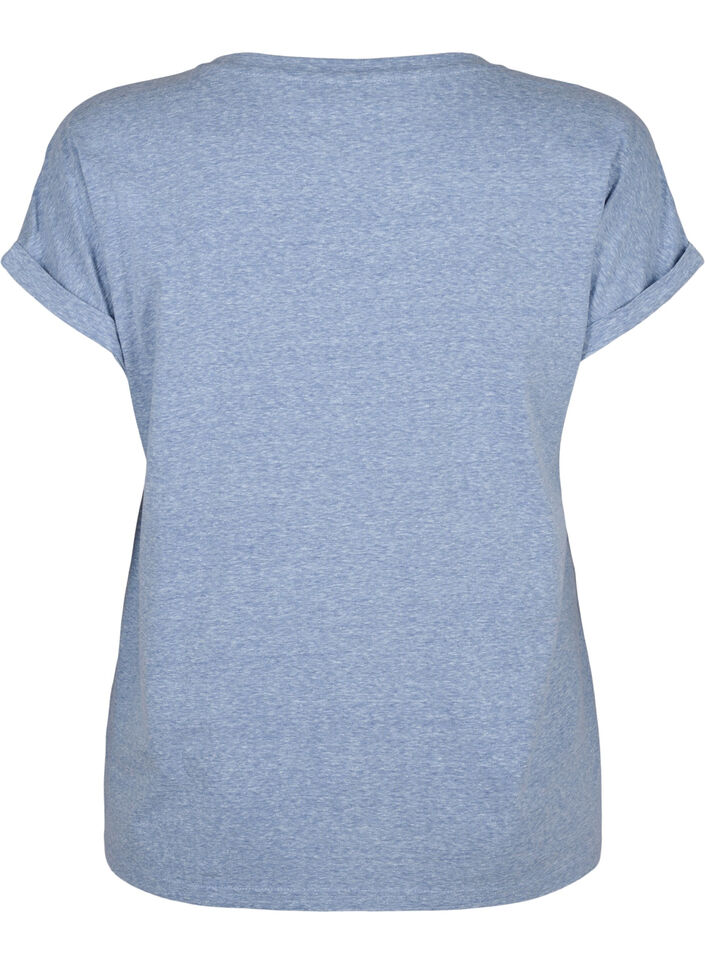 Meleret t-shirt med korte &aelig;rmer, Bl&aring;, Packshot image number 1
