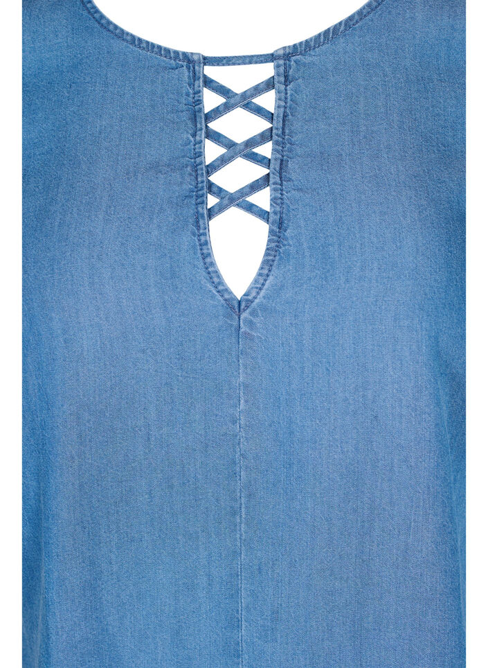 Kortærmet bluse i lyocell (TENCEL™), Blue denim, Packshot image number 2