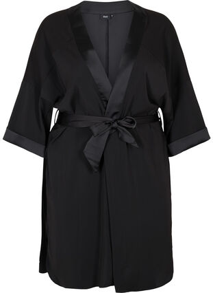 Kimono med bindebånd, Black, Packshot image number 0