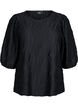 Bluse med tekstur og 3/4 &aelig;rmer, Sort, Packshot image number 0