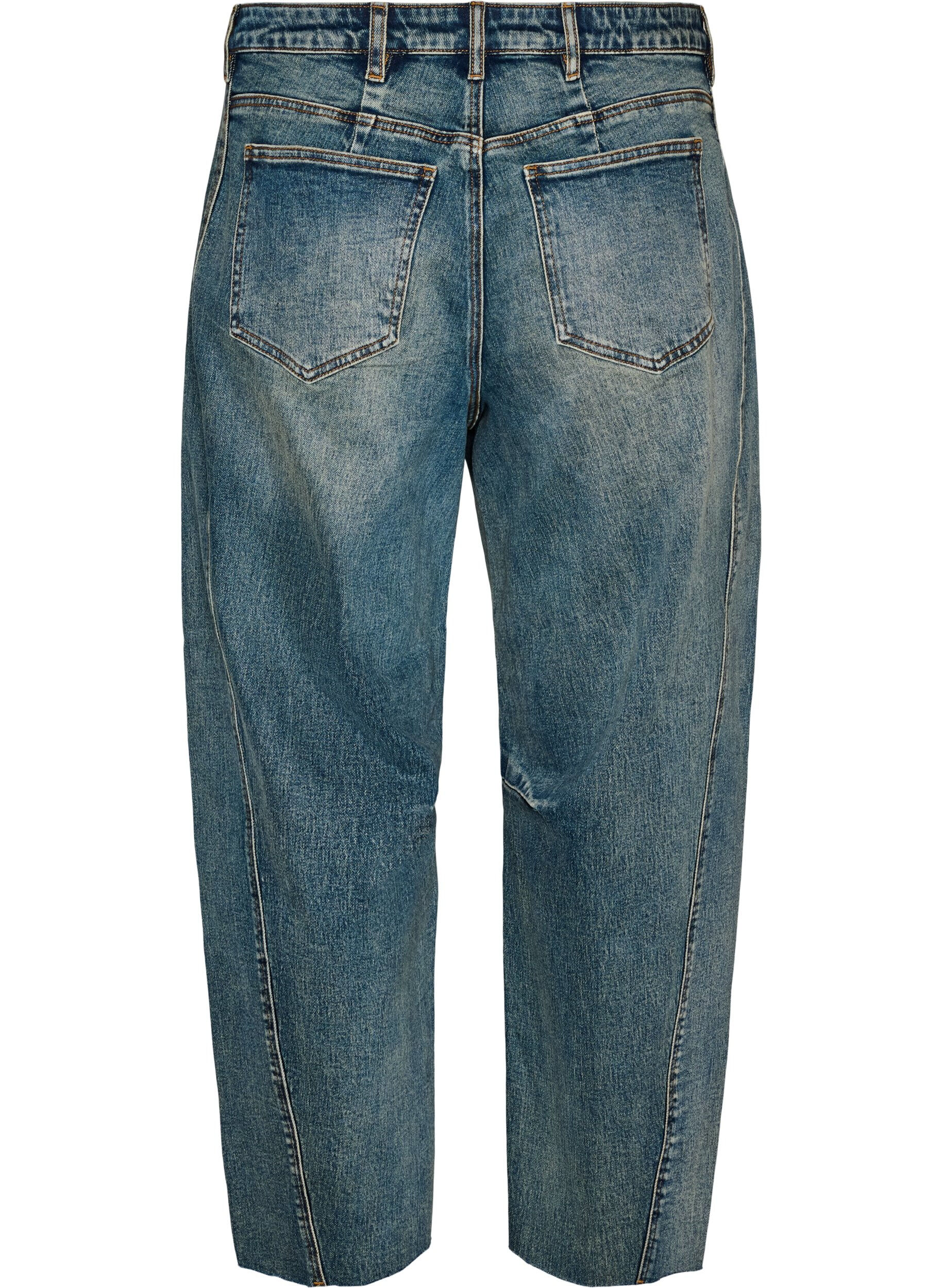 ZizziBarrel fit jeans med slidt vask, Bl&aring;, Packshot image number 1
