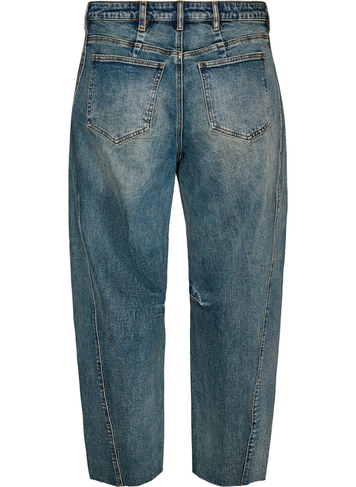 Barrel fit jeans med slidt vask, Bl&aring;, Packshot