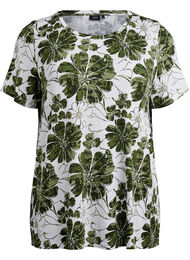 T-shirt med blomsterprint, Gr&oslash;n
