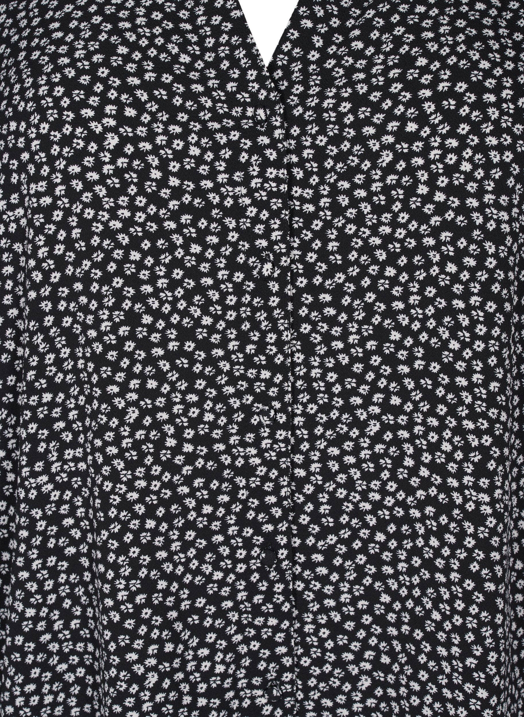 Zizzi Midikjole med lange &aelig;rmer, Black Small Flower, Packshot image number 2