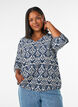 Viskosebluse med m&oslash;nster og 3/4-&aelig;rmer, Bl&aring;, Model image number 0