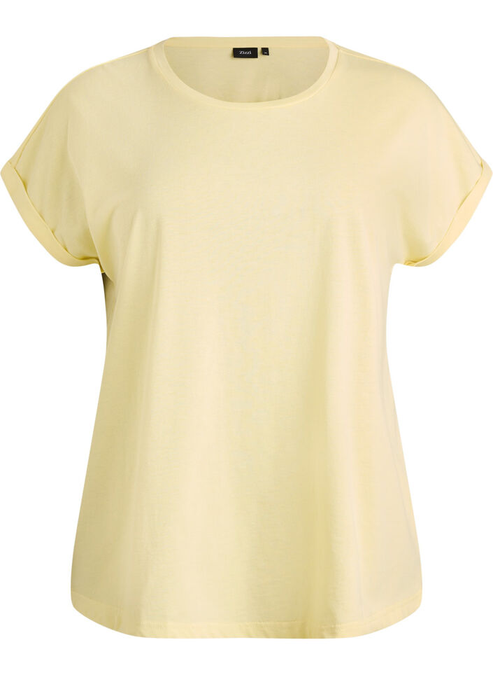 Kort&aelig;rmet t-shirt i bomuldsblanding, Gul, Packshot image number 0