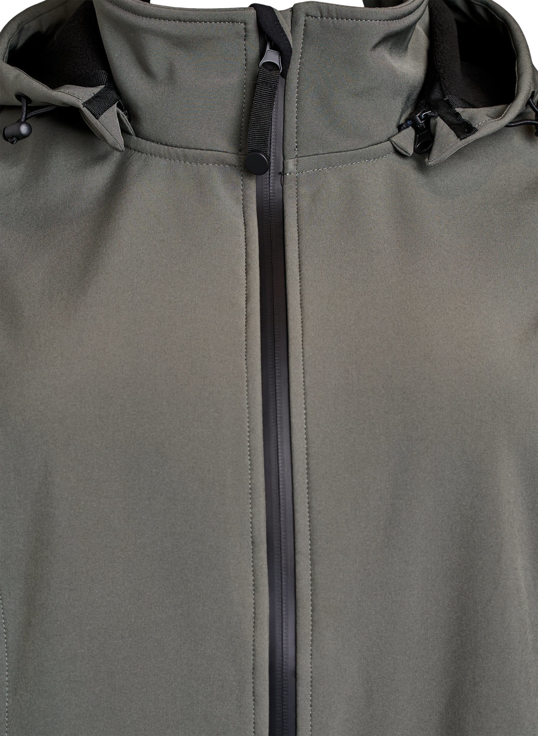 ZizziKort softshell jakke med aftagelig h&aelig;tte, Gr&aring;, Packshot image number 2