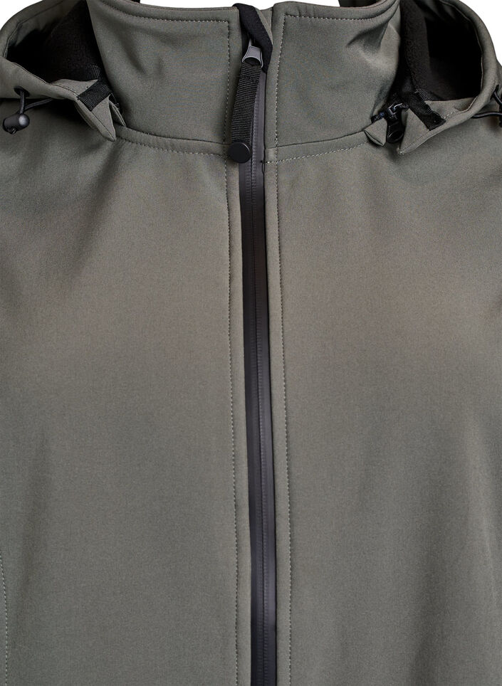 Kort softshell jakke med aftagelig h&aelig;tte, Gr&aring;, Packshot image number 2