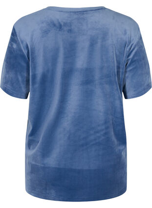 Kortærmet velour t-shirt, Vintage Indigo, Packshot image number 1