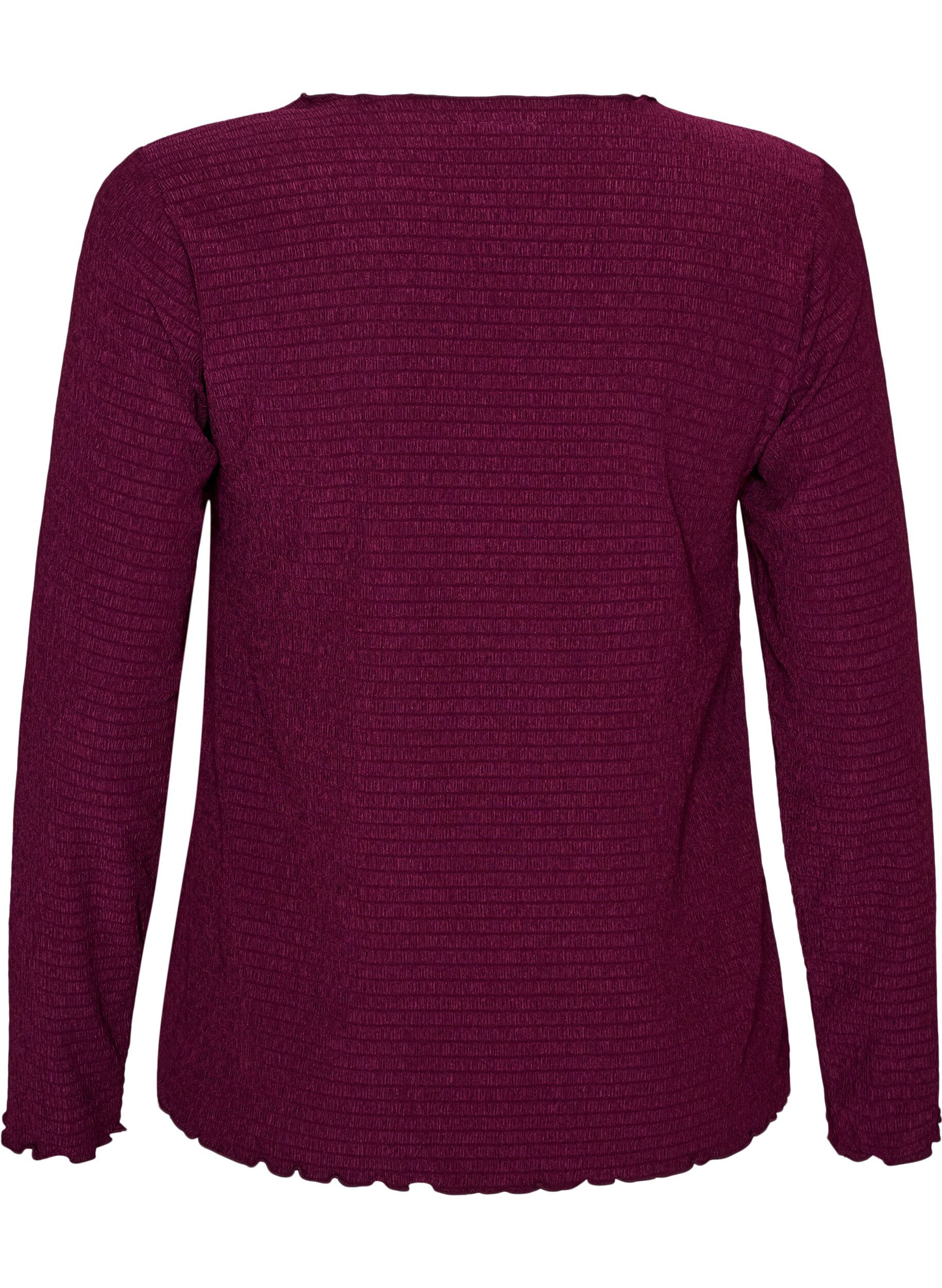 ZizziBluse med struktur og b&oslash;lgede kanter, Lilla, Packshot image number 1