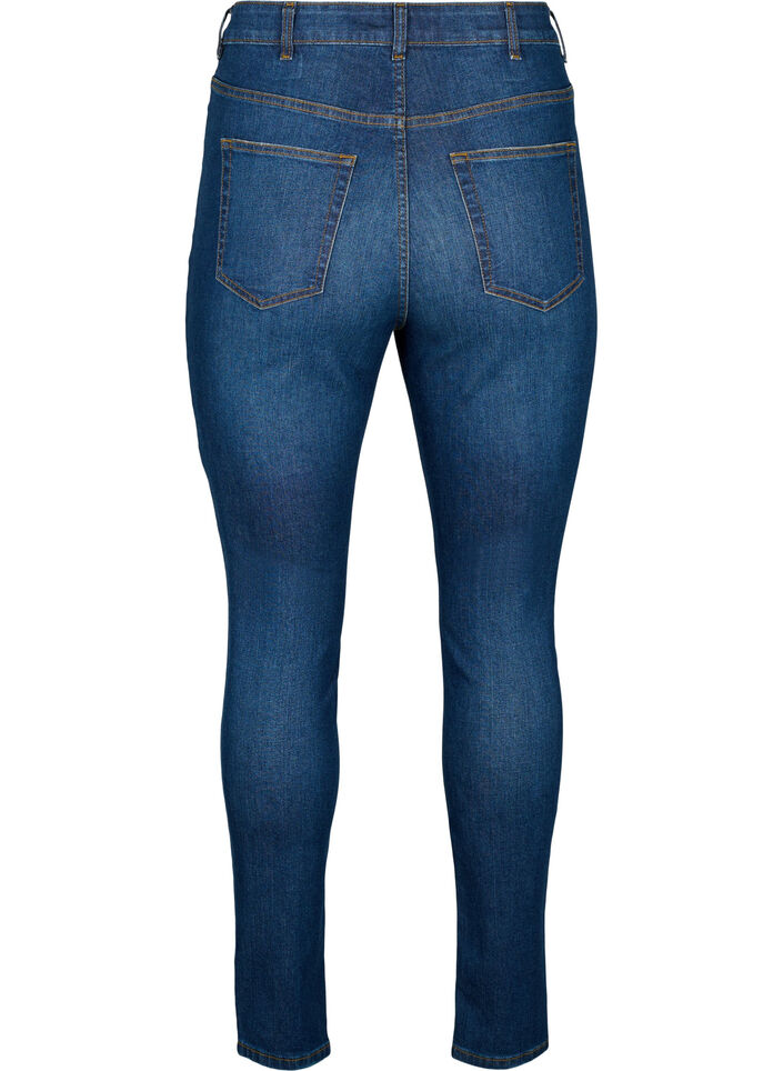Super slim Amy jeans med slid og h&oslash;j talje, Dark blue, Packshot image number 1
