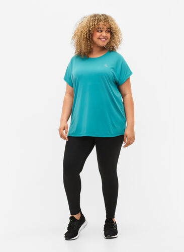 Kortærmet trænings t-shirt, Green-Blue Slate, Model image number 1