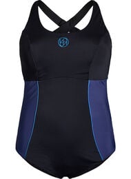 Sportsbadedragt med krydsede stropper, Sort