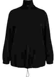 Sweatshirt med høj hals og justerbare elastiksnøre, Black