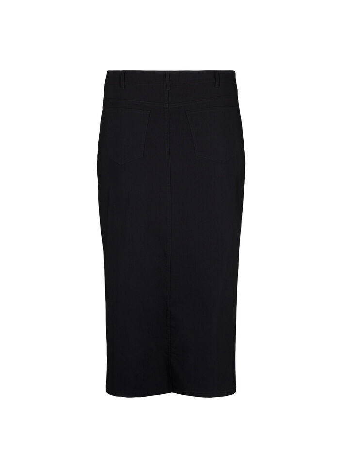 Lang nederdel med slids foran, Sort, Packshot image number 1